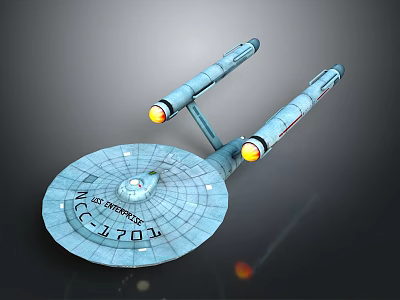 Star Trek Enterprise Spaceship Model With Glowing Engines And Detailed Design 3d model