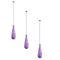 Three Purple Teardrop Shaped Pendants Hanging With Long Thin Threads For Decorative Ornament Use