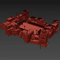 Detailed 3D Urban Slum Model With Multiple Buildings Varying Heights And Rooftop Details