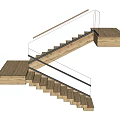 Geometric Modern Staircase Design With Wooden Steps Glass Railings And Metal Frame