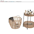 Stylish Wicker Storage Baskets and Rolling Trolley for Daily Washing Essentials with Towels Toiletries