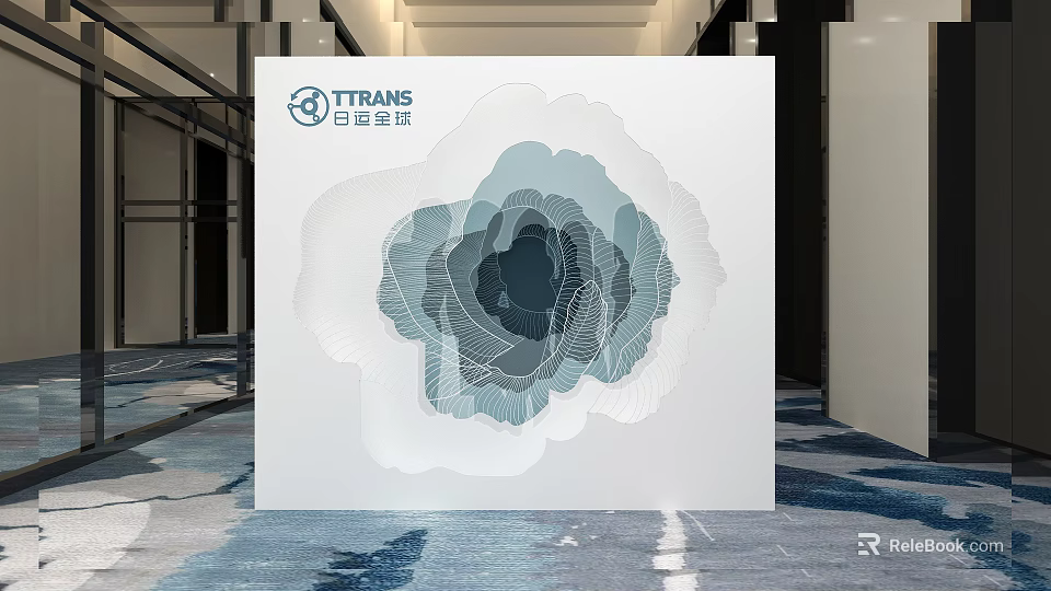 ITTRANS Global Logistics Exhibition Panel With Abstract Floral Pattern And Interior Hall Space 3d model 