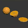 Low Poly Oranges Whole Half And Sliced Pieces With Vibrant Orange Color On Dark Background