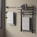 Wall Mounted Bathroom Accessories With Towel Racks Hanging Towels Toiletries And Small Plants