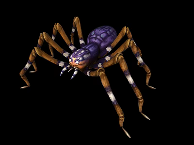 Colorful Spider With Purple Body Brown White Striped Legs Distinct Eyes And Detailed Patterns 3d model
