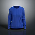 Stylish Blue Long Sleeve Sweater Featuring Round Neck And Ribbed Texture 3d model