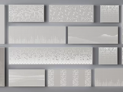 Modern Decorative Gray Wall Paneling Featuring Various Textured Patterns And Designs 3d model