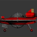 Red Circular Spaceship Design With Transparent Dome Yellow Lights And Red Components 3d model