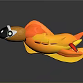 Smooth 3D Rendered Model With Orange Yellow Body Black Silver Head And Red Tip