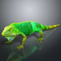 Vibrant Green Lizard With Bright Scales Standing On Dark Isolated Background