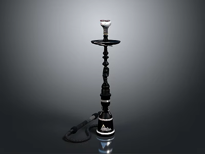 Black Hookah With Modern Design For Home Use Featuring Stem And Hose 3d model