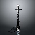 Black Hookah With Modern Design For Home Use Featuring Stem And Hose