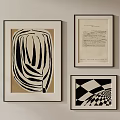 Black And White Wall Art Set With Abstract Paintings And Framed Prints