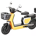 Yellow and Black Electric Scooter With Front Basket Black Seat and Rearview Mirrors
