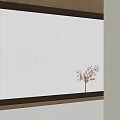 White Vertical Striped Curtains in Modern Interior with Glass Vase and Dried Flowers