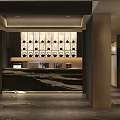 Traditional Chinese Clubhouse Interior Design With Wooden Screens Red Floral Branch And Marble Floor