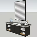 Modern Bathroom Vanity With Large Mirror Marble Countertop And Storage Cabinets