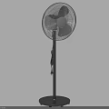 Black Pedestal Air Cooler Fan With Metal Mesh Cover And Grey Blades