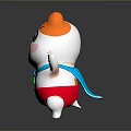 Smiling White Cartoon Character With Orange Hair Big Black Eyes Pink Cheeks And Red Shorts