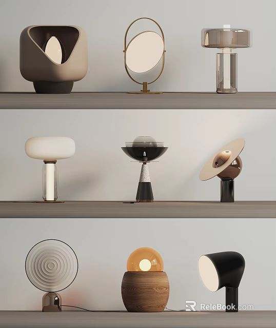 Modern Table Lamps With Various Stylish Designs For Home Display Shelves 3d model 
