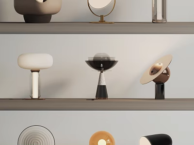 Modern Table Lamps With Various Stylish Designs For Home Display Shelves 3d model