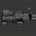 Detailed Sci Fi Spaceship Model With Metallic Texture Modular Structure Weapon Systems And Bottom Glow