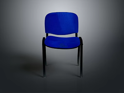 Modern Blue Fabric Chair With Comfortable Backrest And Black Legs 3d model