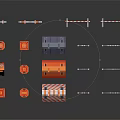 Construction Safety Equipment Including Orange White Striped Barriers Cones And Metal Fences