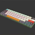 Slim Multicolor Computer Keyboard with Gray Frame White Keys and Orange Red Accents
