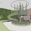 Kindergarten Indoor Activity Space With Spiral Slide Circular Structure For Children