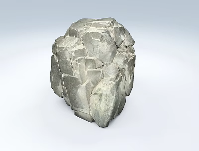 Gray Stone and Natural Wood Cubic Decor With Irregular Edges and Textured Surface 3d model