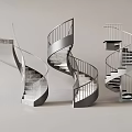 Modern Spiral Stairs Design With Three Different Styles And Metal Railings