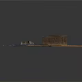 Detailed Construction Scene Components With Wooden Boxes Blue Fabric And Textured Planks