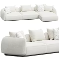 Modern Beige Sectional Sofa with Geometric Pattern Cushions and Comfortable Design 3d model