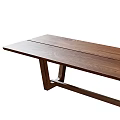 Walnut Wood Dining Table With Spliced Design Sturdy Legs And Natural Wood Grain