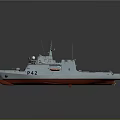Patrol Boat P42 Gray Hull Red Bottom With Deck Equipment And Antennas