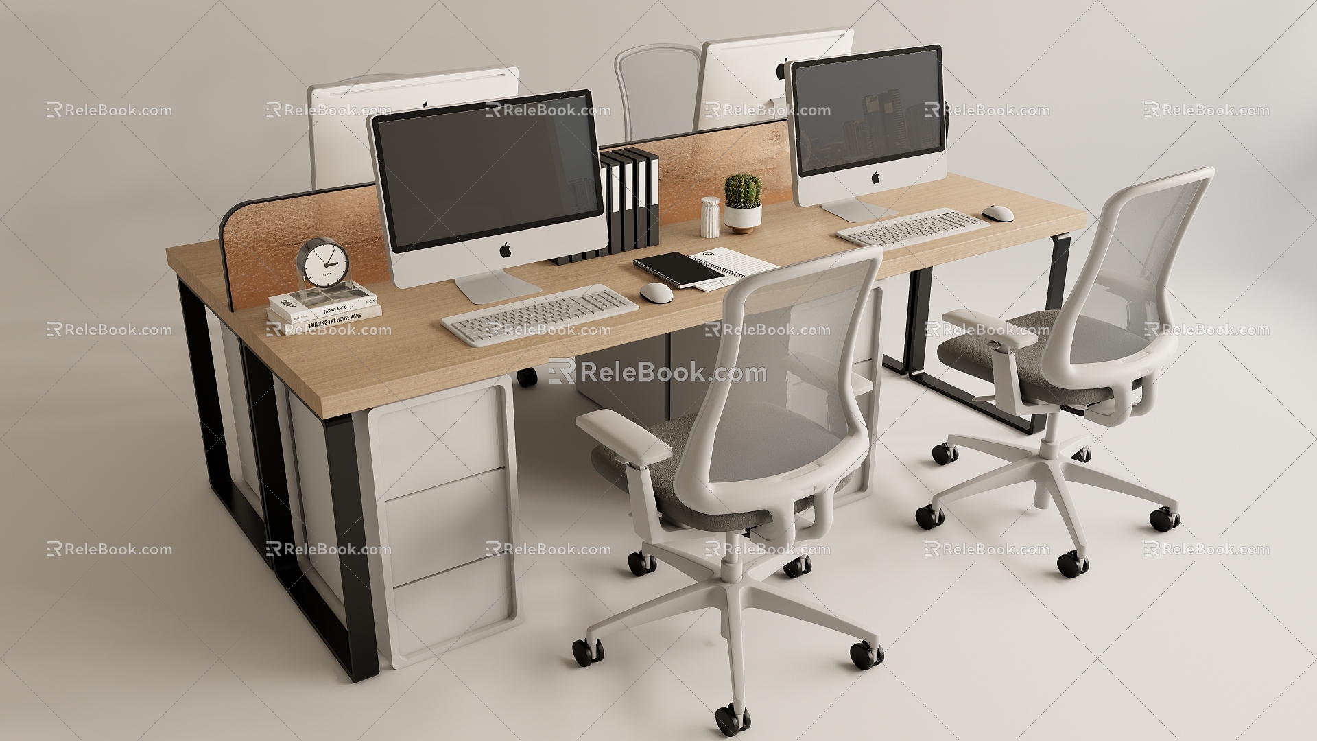 Simple office desk and chair combination 3d model