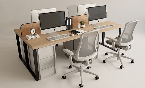 Simple office desk and chair combination 3d model