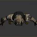 Game Movie Character Futuristic Armored Warrior Standing In Metallic Brown Gold Armor And Helmet