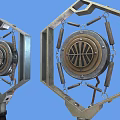 Vintage Metal Speakers With Hexagonal Frame Round Grille And Colored Handles
