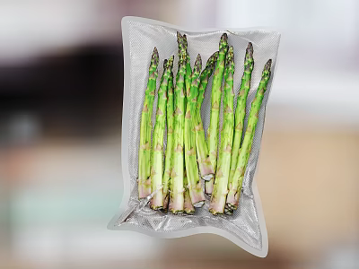 Fresh Green Asparagus Spears In Vacuum Sealed Plastic Packaging Bag 3d model