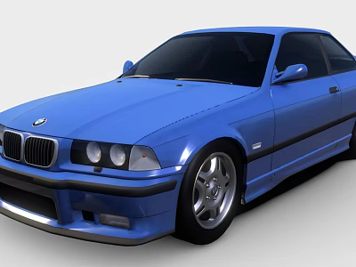 Blue Classic BMW Coupe With Sleek Exterior Design And Alloy Wheels 3d model