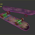 Skateboards With Colorful Graphics Blue Deck Metal Trucks And Wheels