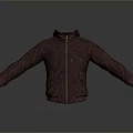 Dark Red Leather Jacket With Zipper Stand Up Collar And Pockets Simple Design 3d model