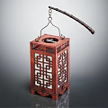 Traditional Chinese Wooden Lantern Furniture With Intricate Carved Lattice And Hanging Handle