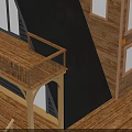 Modern Wooden House With Gray Roof Black Walls And Wooden Deck Balcony Staircase