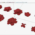 Red Flower Decorative Hanging Ornaments With Paper Craft Design And White Background Shadow Details