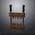Wooden Device With Two Vertical Handles And Double Layers Of Metal Spikes On Base