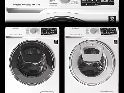 Samsung Front Load Washing Machines With White Modern Design And Control Panel Door 3d model