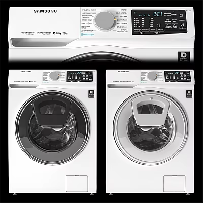 Samsung Front Load Washing Machines With White Modern Design And Control Panel Door 3d model